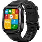 Anthrazitfarbene Smartwatches aus Silikon mit Touchscreen-Zifferblatt mit Titanarmband 