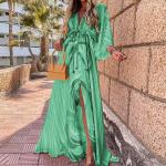 Grüne Business Maxi Sommerkleider für Damen Größe M 