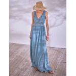 Hellblaue Elegante Liu Jo Maxi V-Ausschnitt Maxikleider aus Kunstfaser für Damen Größe XS für den für den Sommer 