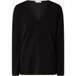 Reduzierte Schwarze Unifarbene Langärmelige Max Mara V-Ausschnitt V-Shirts aus Polyamid für Damen Größe M für den für den Frühling 