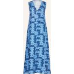 Hellblaue Ärmellose Max Mara V-Ausschnitt Leinenkleider aus Leinen für Damen Größe M 