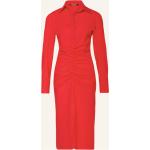 Reduzierte Rote Langärmelige Max Mara Studio Taillierte Kleider Gesmokte aus Baumwolle für Damen Größe XS 