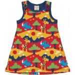 Rote Animal-Print Langärmelige Maxomorra Bio Nachhaltige Kinderträgerkleider mit Giraffen-Motiv mit Knopf aus Baumwolle maschinenwaschbar für Babys Größe 98 