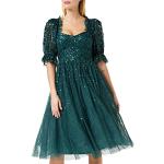 Reduzierte Emeraldfarbene Elegante Midi Herzförmige Kurze Abendkleider mit Reißverschluss aus Tüll für Damen Größe XXL 