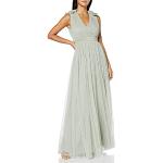 Reduzierte Smaragdgrüne Ärmellose Maxi Standesamtkleider mit Reißverschluss aus Tüll für Damen Größe XXL für Hochzeitsgäste 