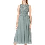 Reduzierte Grüne Elegante Langärmelige Maxi Lange Abendkleider mit Pailletten mit Reißverschluss aus Tüll für Damen Übergrößen für Hochzeitsgäste 