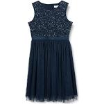Marineblaue Elegante Ärmellose Kindertüllkleider mit Reißverschluss aus Tüll für Mädchen Größe 122 