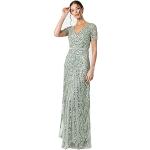 Reduzierte Grüne Elegante Maxi Lange Abendkleider mit Reißverschluss aus Tüll für Damen Größe M für Hochzeitsgäste 