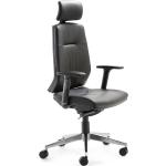 Schwarze Mayer Sitzmöbel Contract Line Bürostühle mit Kopfstütze aus Leder mit verstellbarer Kopfstütze 