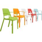 Weiße Mayer Sitzmöbel Armlehnstühle aus Kunststoff stapelbar 4-teilig 