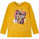 Gelbe Blumenmuster Langärmelige Pailletten Shirts für Kinder mit Pailletten aus Baumwolle Größe 104 