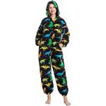 Damenschlafanzüge & Damenpyjamas mit Dinosauriermotiv mit Reißverschluss aus Flanell Größe L 1-teilig für den für den Herbst 