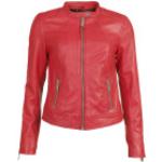 Rote Maze Biker-Lederjacken mit Reißverschluss aus Leder für Damen Größe M für den für den Herbst 