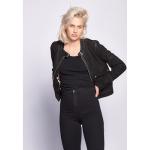 Schwarze Maze Mini Stehkragen Kurze Lederjacken mit Reißverschluss aus Leder für Damen Größe XL für den für den Sommer 
