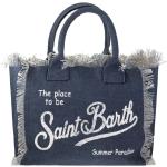 Blaue MC2 SAINT BARTH Tote Bags & Henkeltaschen mit Fransen mit Reißverschluss aus Canvas für Damen 