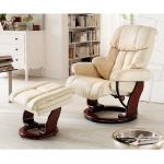 Cremefarbene MCA furniture Relaxsessel mit Hocker aus Leder 