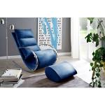 Reduzierte Blaue Moderne MCA furniture Relaxsessel mit Hocker aus Stoff Breite 50-100cm, Höhe 100-150cm, Tiefe 100-150cm 