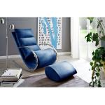 Blaue MCA furniture Relaxsessel mit Hocker aus Chrom Breite 50-100cm, Höhe 100-150cm, Tiefe 100-150cm 