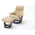 Cremefarbene MCA furniture Relaxsessel mit Hocker aus Leder Breite 50-100cm, Höhe 100-150cm, Tiefe 50-100cm 
