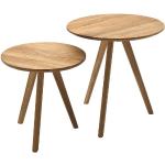 MCA furniture Runde Beistelltische Rund 50 cm aus Massivholz Höhe 0-50cm 2-teilig 