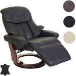 MCA Relaxsessel Calgary 2, Fernsehsessel Sessel, Echtleder 150kg belastbar ' schwarz, Walnuss-Optik