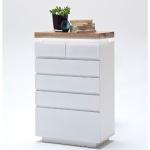 Reduzierte Weiße MCA furniture Romina Hochkommoden & Säulenkommoden  matt aus Eiche Breite 50-100cm, Höhe 100-150cm, Tiefe 0-50cm 