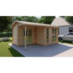 Gartenbüros aus Fichte mit Satteldach Blockbohlenbauweise 
