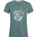 Grüne Blumenmuster McKINLEY V-Ausschnitt T-Shirts für Damen Größe XL 