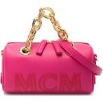 Pinke MCM Lederhandtaschen mit Reißverschluss aus Leder für Damen 