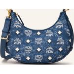 Blaue MCM Damenschultertaschen & Damenshoulderbags mit Reißverschluss aus Textil 
