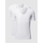 Weiße McNeal V-Ausschnitt T-Shirts aus Baumwolle für Herren Größe 3 XL 2-teilig 
