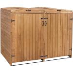 Braune MCW 2er-Mülltonnenboxen 201l - 300l aus Tannenholz mit Deckel 