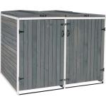 Graue MCW 2er-Mülltonnenboxen 201l - 300l aus Tannenholz mit Deckel 