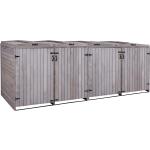 MCW 4er-Mülltonnenboxen 201l - 300l aus Tannenholz mit Deckel 