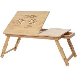MCW Laptoptisch »-B81«, Tisch höhenverstellbar, Tischplatte verstellbar, Mit Schublade, Mit blumenförmigen Lüftungslöcher, beige