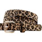 Goldene Animal-Print Elegante Taillengürtel mit Leopard-Motiv mit Schnalle aus Leder für Damen 
