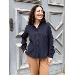 Blaue Karo ME&MAY Bio Nachhaltige Stehkragen Karierte Blusen mit Knopf aus Flanell für Damen Größe XS für den für den Herbst 
