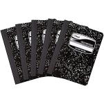 Mead quadratisch Deal schwarz Marmor Zusammensetzung Buch, 100 Blatt, College Rule College-Liniert 5 Stück schwarz