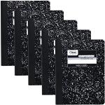 Mead quadratisch Deal schwarz Marmor Zusammensetzung Buch, 100 Blatt, College Rule Breit liniert 5 Stück schwarz