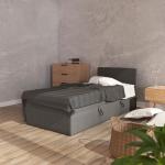 Schwarze Moderne Betten mit Bettkasten aus Stoff mit Stauraum 100x200 mit Härtegrad 3 