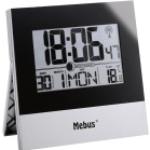 MEBUS 41787 - Funk-Wanduhr, digital, Kalender, Temperatur, silber/schwarz MEBUS
