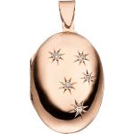 Silberne Ovale Foto Medaillons Vergoldete aus Rosegold mit Zirkonia für Damen 