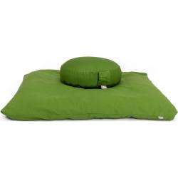 Medi-Set Eco: Meditationskissen Rondo Flach ECO Dinkel & Meditationsmatte Zabuton Olivgrün 1 St Set