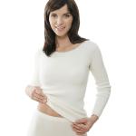 Weiße Langärmelige Medima Langarm-Unterhemden aus Angora für Damen Übergrößen für den für den Winter 