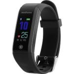 Schwarze Wasserdichte Medisana ViFit Fitness Tracker | Fitness Armbänder glänzend aus Plexiglas mit LCD-Zifferblatt mit Vibration mit LTE mit Kunststoff-Uhrenglas für Herren 