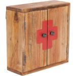 Rote Retro Medizinschränke & Erste Hilfe Schränke aus Recyclingholz Breite 0-50cm, Höhe 0-50cm, Tiefe 0-50cm 