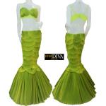 Neongrüne Meerjungfrau-Kostüme mit Strass aus Brokat für Damen 