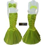 Neongrüne Meerjungfrau-Kostüme mit Strass aus Brokat für Damen 