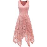 Reduzierte Pinke Vintage Ballkleider mit Reißverschluss aus Spitze für Damen Größe S für Brautjungfern 