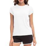 Reduzierte Weiße Kurzärmelige T-Shirts aus Polyester für Damen Größe S 